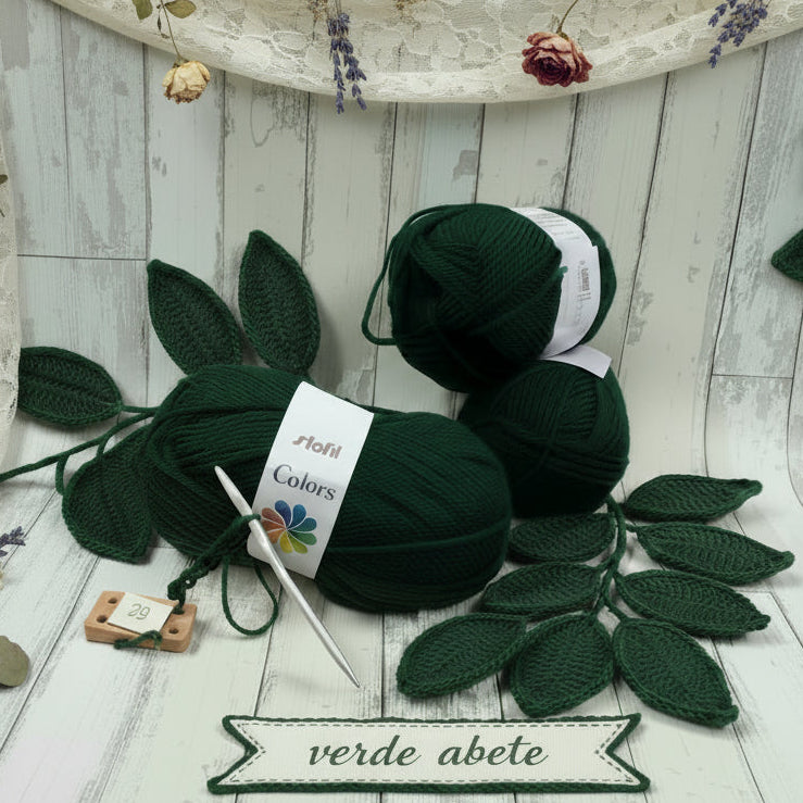 Stafil colors verde scuro abete Natale colori lana acrilica economica sintetica offerta filati gomitoli poliestere per uncinetto e lavori ai ferri a maglia uso sferruzzare amigurumi sciarpe maglioni copertine bambini decorazioni natalizie foglie di fiori