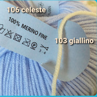 Celeste giallino filati di lana per uncinetto o ferri da maglia 3-4 adatta per copertine neonato lavori bambini 100% Merino fine
