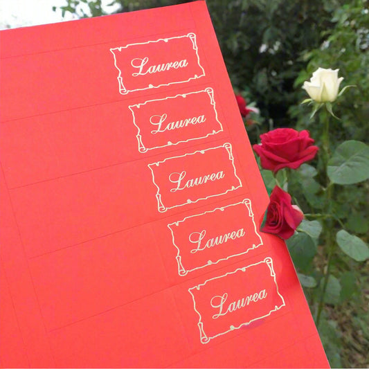 pre-fustellati bigliettini rossi laurea targhetta di cartoncini fai da te da stampare A4 scritta dorata e bordo pergamena uso confezionamento confetti e ricordini bomboniere