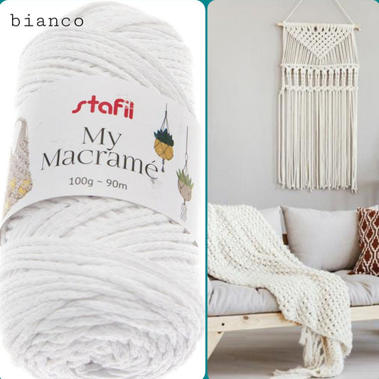 bianco cordino spago My macramè Stafil corda filato cotone filo cordoncino 2 mm uso nodi per tende borse uncinetto decorazioni da parete gioielli bigiotteria portapiante portavaso
