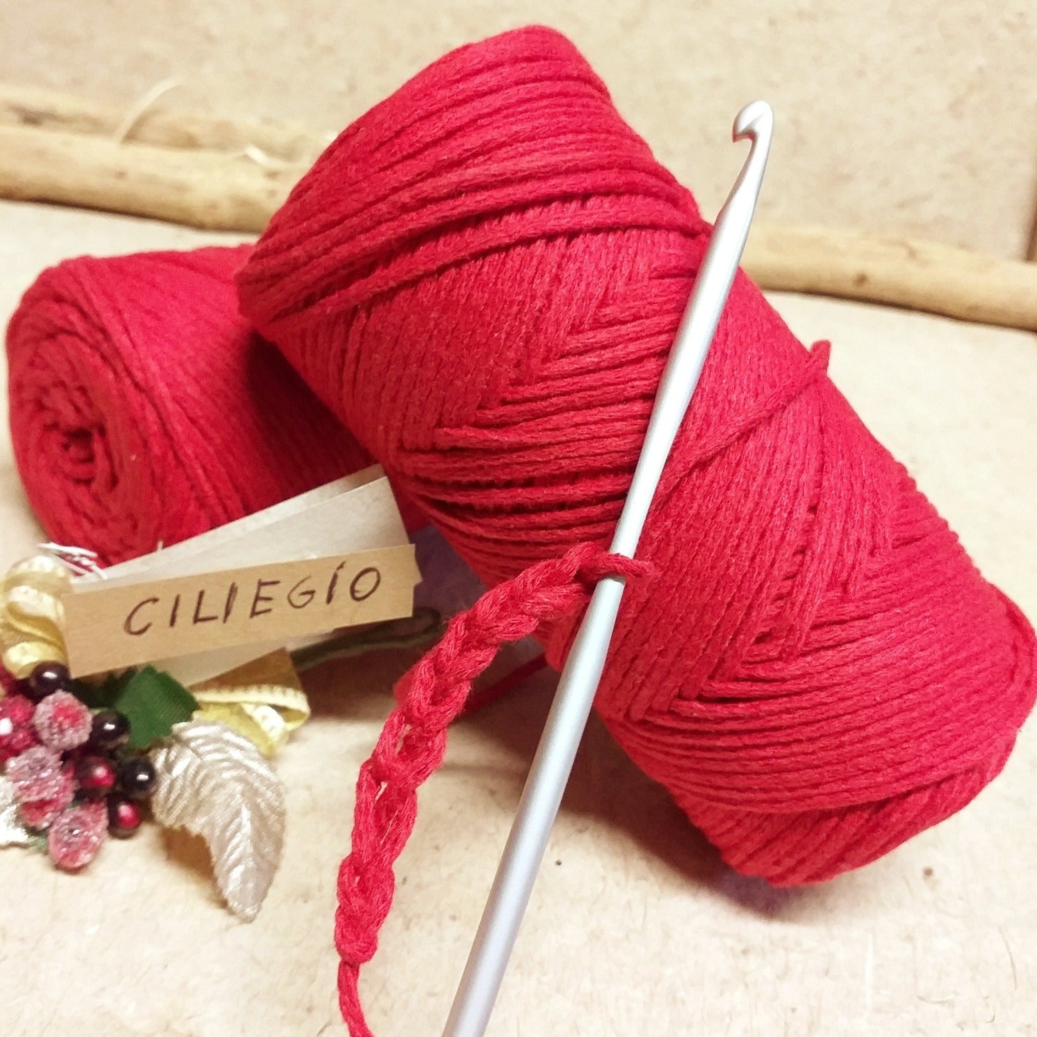 ciliegio rosso corda macramè filato cotone spago filo cordoncino 2 mm Stafil uso nodi cordino per tende wall art uncinetto decorazioni da parete tappeti coperte cuscini