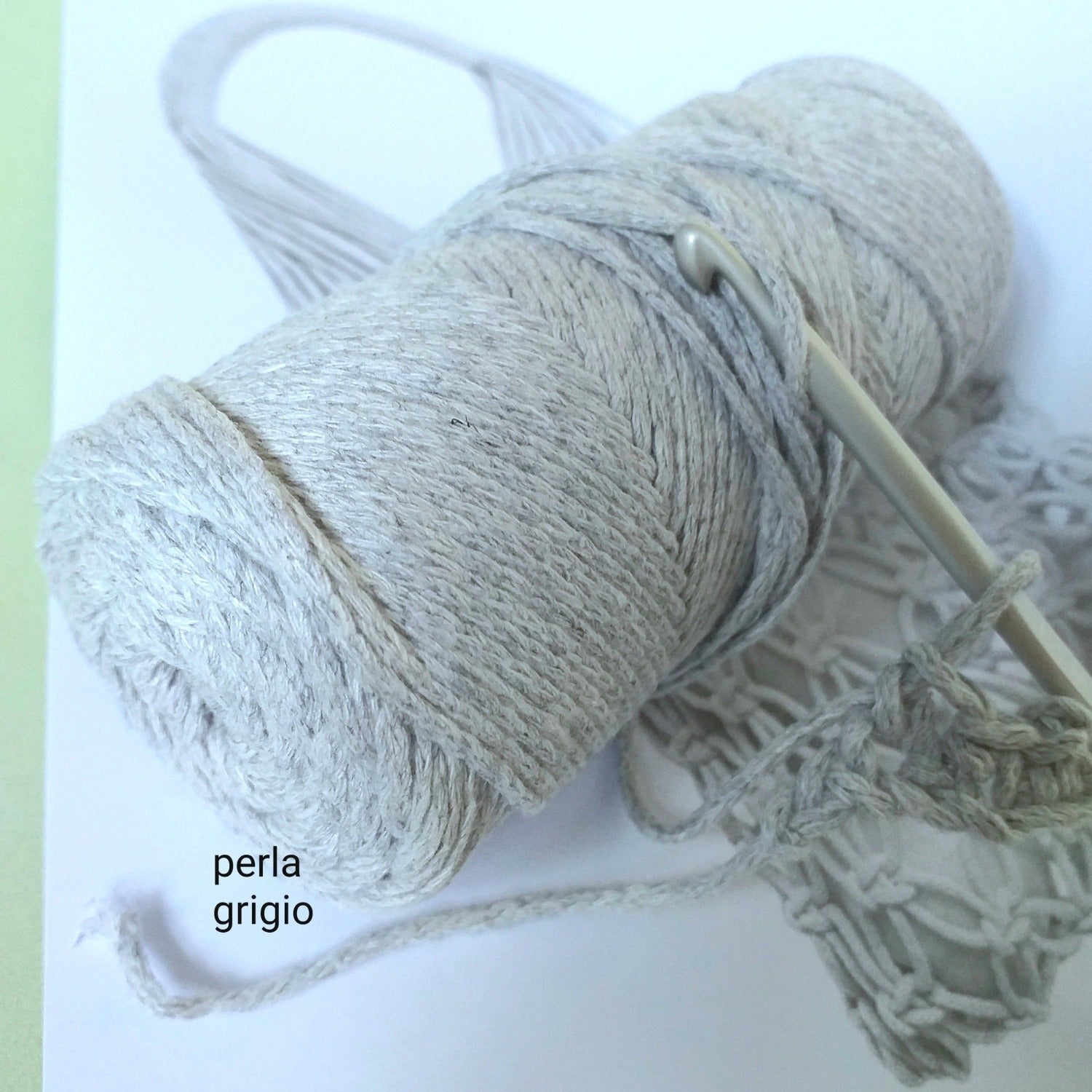 corda macramè colore grigio pietra perla filato cotone 2 mm cordoncino filo stafil uso creare borse shopping portapiante wall-art decorazioni arazzi da parete con nodi marinari