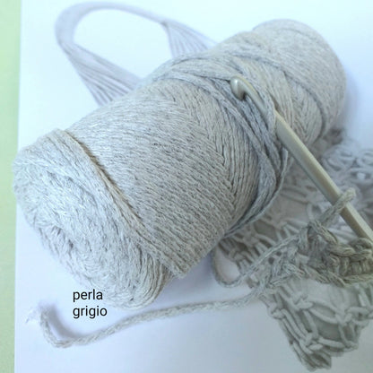 corda macramè colore grigio pietra perla filato cotone 2 mm cordoncino filo stafil uso creare borse shopping portapiante wall-art decorazioni arazzi da parete con nodi marinari