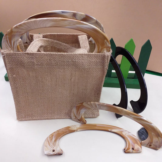 colori manici economici per borsa a mano artigianale uncinetto, maniglie di plastica colore nero e corno uso creare borsette estive mare spiaggia