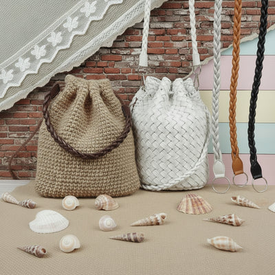 Manici borse ecopelle intrecciati tracolla con accessori di chiusura