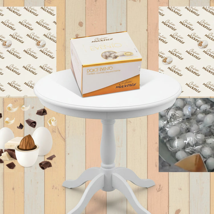 Vassoio cadeaux Maxtris dolce evento di confetti bianchi matrimonio incartati singolarmente 1 ad 1 cioccolato  mandorla uso confettata Comunione Battesimo Cresima cioccomandorla