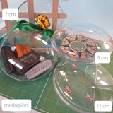 diametro 7, 9, 11 cm medaglioni plastica plexiglass trasparenti acrilico divisibili apribili da riempire e decorare regali pasquali cioccolato