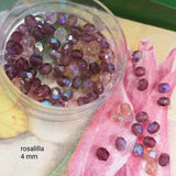 rosa lilla perle mezzi cristalli perline collane e bigiotteria offerta sfaccettate 4 mm per intreccio tessitura uncinetto orecchini anelli bijoux gioielli fai da te