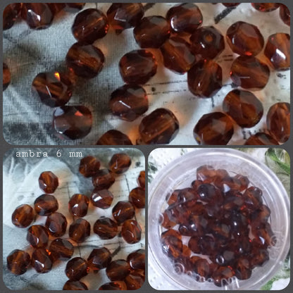 colore marrone ambra mezzi cristalli perline sfaccettate 6 mm lavorazioni artigianali collane orecchini bigiotteria uso per tessitura intreccio uncinetto