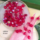 rubino rosso mezzi cristalli perline collane e bigiotteria offerta perle 4 mm sfaccettate uso tessitura intreccio uncinetto orecchini portachiavi animaletti