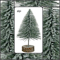 mini albero di Natale artificiale alpino piccolo da tavolo abete innevato su tronco legno miniature in pino per Presepe uso alberino decorazioni natalizie addobbi vetrine
