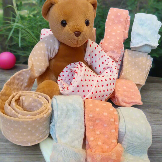 mini tubolari 4-5 cm tessuto cucito creativo di maglina elasticizzata uso fai da te bambole pupazzi gnomi elfi folletti fatine colori fantasia Stafil pois e puntino quadrato dots Renkalik
