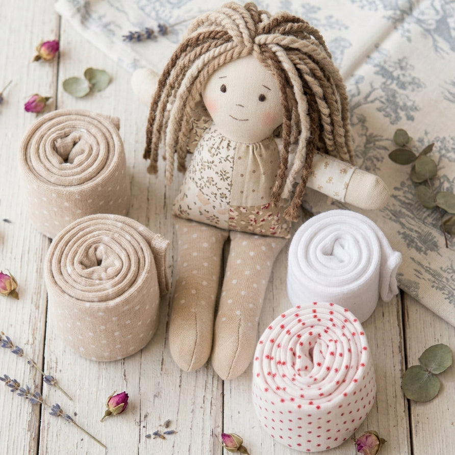 mini tubolari 3-5 cm tessuto cucito creativo di maglina elasticizzata uso fai da te bambole pupazzi gnomi elfi folletti fatine colori fantasia Stafil pois e puntino quadrato dots Renkalik