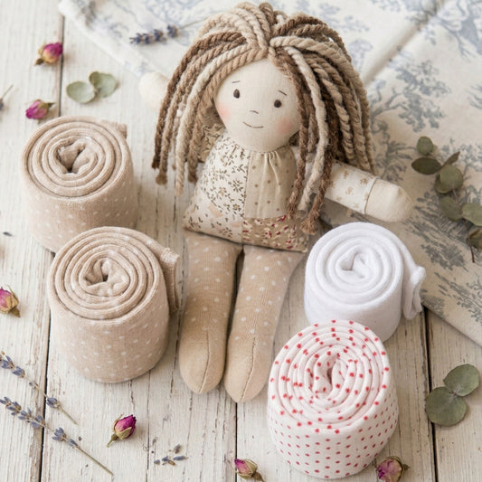 mini tubolari 3-5 cm tessuto cucito creativo di maglina elasticizzata uso fai da te bambole pupazzi gnomi elfi folletti fatine colori fantasia Stafil pois e puntino quadrato dots Renkalik