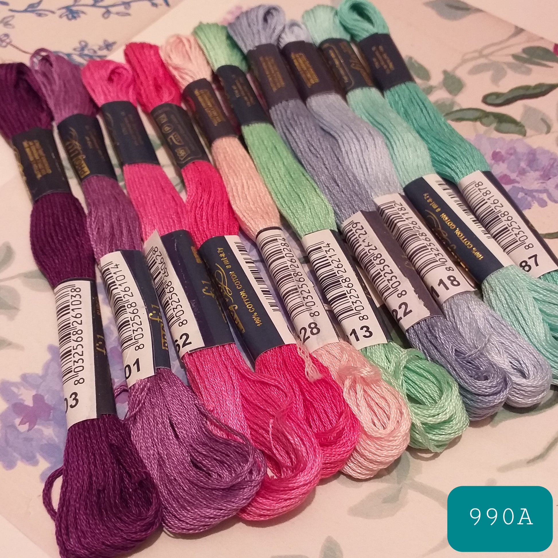 filo moulinè Profilo cotone da ricamo punto croce matassine 10 colori offerta mix aurora rosa viola verde chiaro grigio