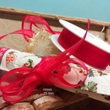 25 mm colore rosso nastro organza decorativo uso confezionamento packaging segnaposto bomboniere fai da te confezioni regali natalizi pasquali albero decorazioni addobbi hobby creativi con fiocco coccarda