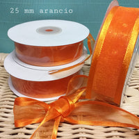 25 mm vetrina arancio negozio nastri organza decorativi per creazione fiocco coccarda hobby creativi fioristi regali bomboniere