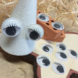 ciglia occhi finti 15 mm plastica per creazione bambole animali pupazzi peluche gnomi per lavoretti creativi bambini fai da te hobbistica natale bamboline di stoffa pezza folletti