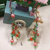 verde arancione shop online retrò orecchini particolari artigianali bigiotteria etnica perline colorate perle multicolore pietre vetro, metallo wire