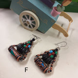 shop online retrò orecchini particolari artigianali bigiotteria etnica perline colorate di Fimo perle multicolore pietre vetro, metallo wire