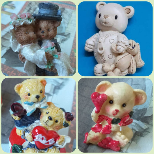 orsetti bomboniere statuine centro torta sposi e bimbi per battesimo matrimonio nascita orsacchiotti con giocattolo