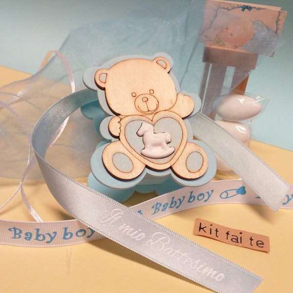 Bomboniere portaconfetti nascita bimba per confettata orsetto personalizzato