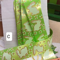 offerta lotto C chiudipacco shop accessori packaging pasquale tema coniglietti nastro verde margherite fiori