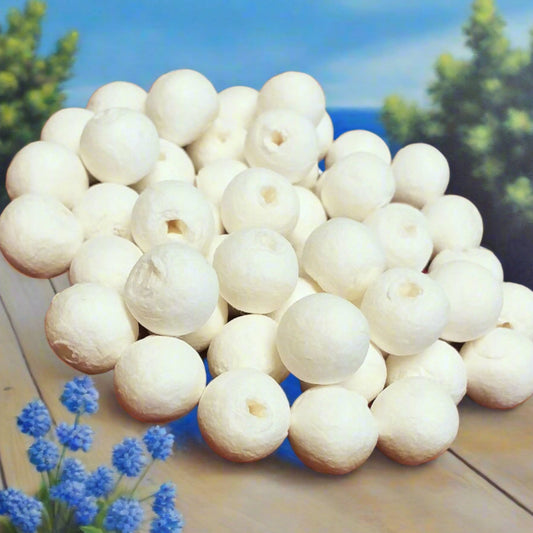 palline ovatta bianche piccole pressate con foro sfere cotone da dipingere rivestire disegnare uso lavoretti creativi natalizi biedermeier fai da te bambole angioletti