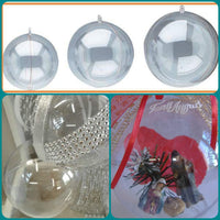 idea addobbi argento e palline plastica trasparente apribili divisibili sfere aperte Natale da decorare riempire palle per albero in plexiglass