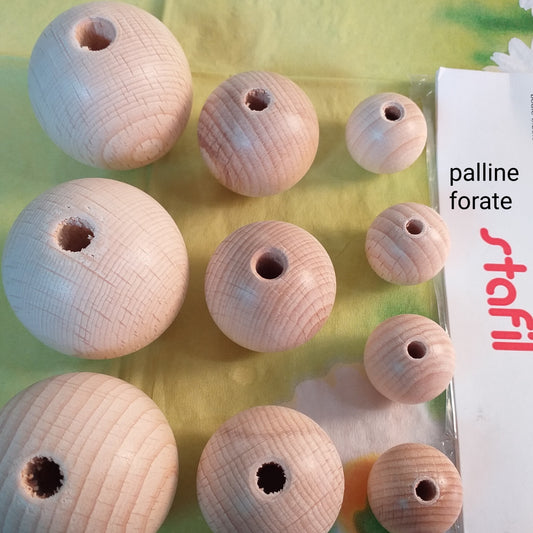 sfere palline oggetti legno con foro buco passante forate grandi uso creare testine faccine con visetti gnomi testa bambole angioletti fai da te lavoretti creativi natalizi bambini