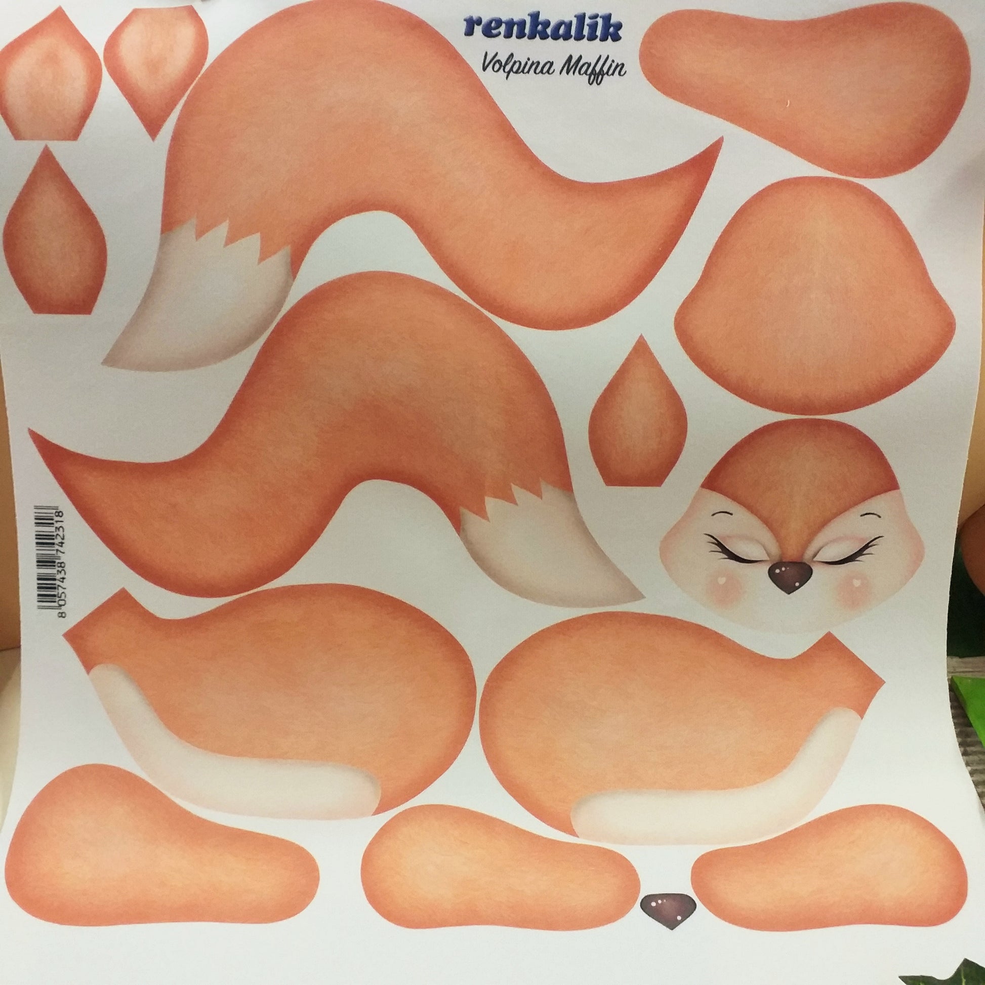 serie animali del bosco a Pasqua Volpina Maffin componenti corpo zampe creare con panno kraft 3D Renkalik fai da te cucito creativo pupazzi di pezza tessuto stoffa disegnato stampato colorato con cartamodelli a grandezza naturale