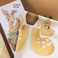 cerbiatto Melody serie animali nel bosco idee creare panno kraft 3D Renkalik fai da te cucito creativo pupazzi di pezza tessuto stoffa disegnato stampato colorato con cartamodelli a grandezza naturale