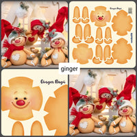 Ragù ginger pannello panno kraft 3D Renkalik fai da te cucito creativo pupazzi Natale tessuto stoffa disegnato stampato colorato con cartamodelli a grandezza naturale