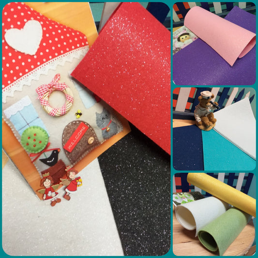 colori con glitter brillantini lavoretti natalizi idea casetta pannolenci glitterato feltro brillantinato uso hobbistica decorazioni natale pasquali addobbi vetrinistica