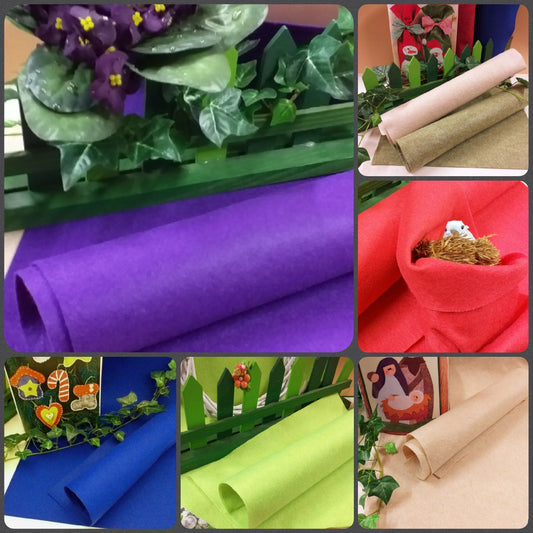 viola rosso beige verde blu colori novità tessuto di feltro sottile morbido pannolenci 1 mm Pasqua moda bambole fai da te idee addobbi albero fiori decorazioni sacchetti packaging