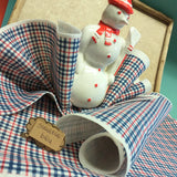scampolo pezza di stoffa a quadretti blu rosso scozzese pannolenci tessuto feltro natalizio ad uso materiale cucito creativo hobbistica gnomi bambole