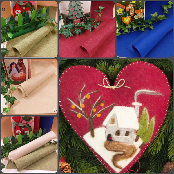 colori tessuto di feltro sottile morbido pannolenci 1 mm moda Natale e bambole fai da te idee addobbi albero pino cuore casetta decorazioni natalizie