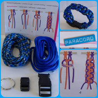 colore blu cordino Paracord creare bracciali con intreccio corda foto tutorial kit istruzioni accessori fibbie chiusure portachiavi