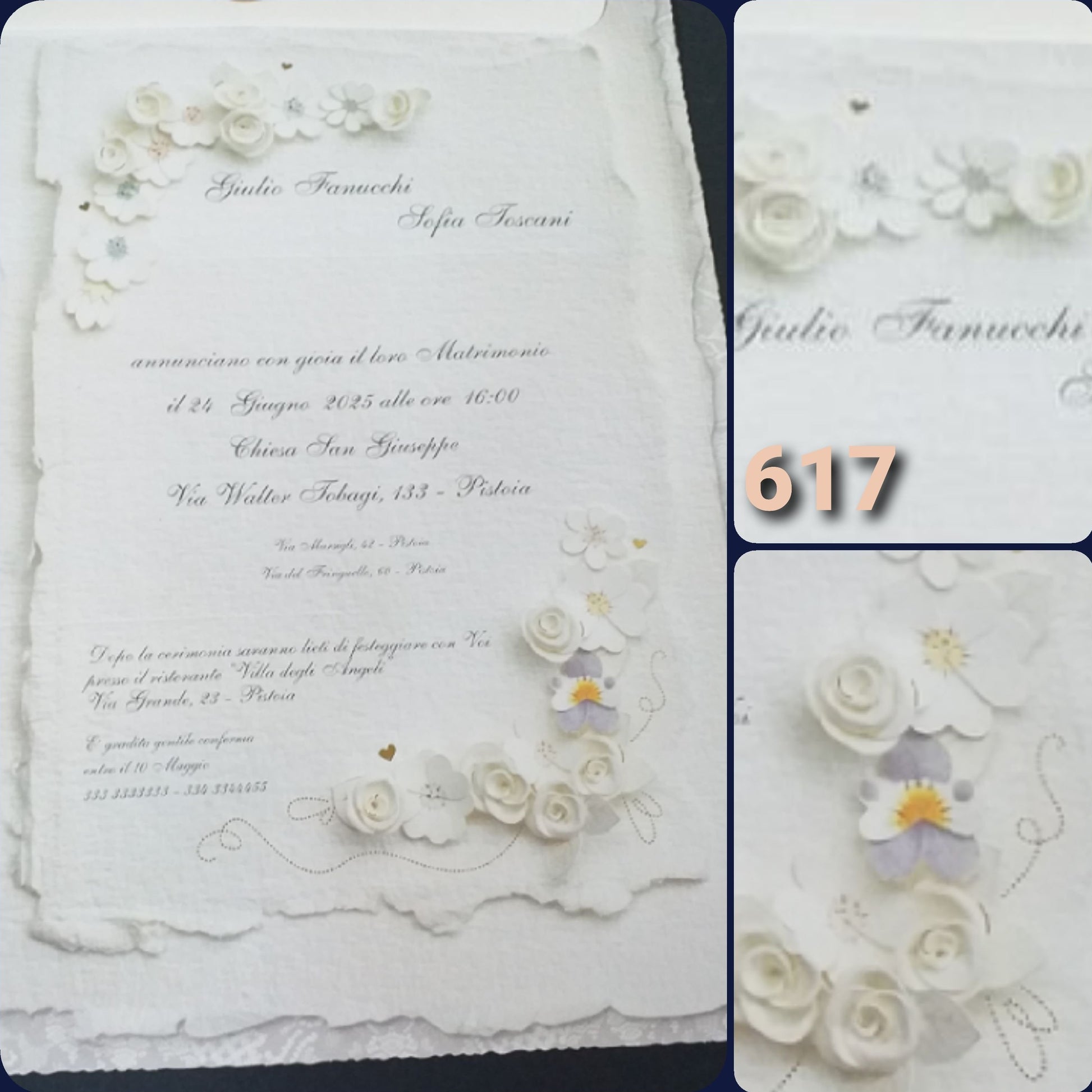 partecipazioni matrimonio economiche shop online inviti fai da te originali e stampati con rose bianche eleganti fiorellini cuoricini