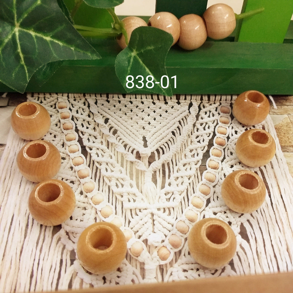 Perline Di Legno Naturali - 23 Pezzi Da 40mm, Foro 6-7mm, Per Artigianato Fai Da Te - Foto 10