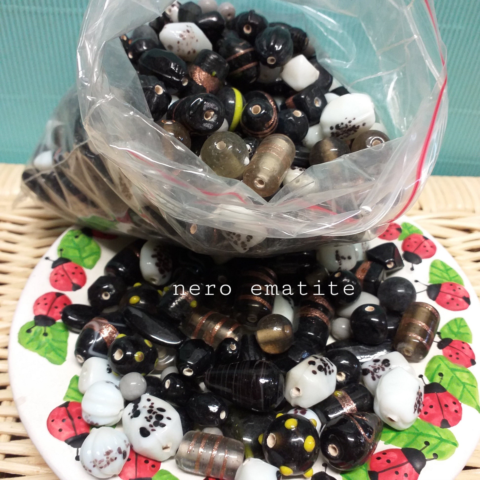vetro nero ematite vendita 1 kg perle miste sfuse a chilo colorate per bigiotteria fai da te bijoux collane