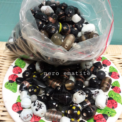vetro nero ematite vendita 1 kg perle miste sfuse a chilo colorate per bigiotteria fai da te bijoux collane