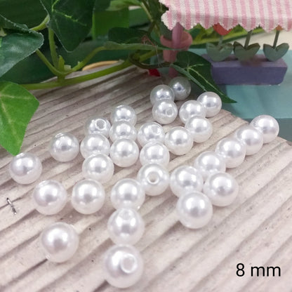 8 mm perline cerate di plastica bianche con foro fai da te gioielli decorazioni vestiti rotonde sintetiche grandi per collane palline perle sferette bijoux