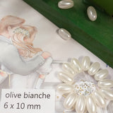 perle plastica bianche olive cerate 6 x 10 mm uso gioielli fai da te bijoux ricamo bigiotteria vendita a stock di perline per bouquet sposa