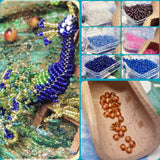 idea hobby perline creare animaletti pavone con conteria di vetro Stafil interno argento colori cristallo viola azzurro blu rosa rame