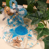 azzurro bluette perline rocailles di vetro iridescente conteria cangiante iridata uso creare fiori veneziani bonsai piante alberi perle hobby fai da te bigiotteria gioielli angioletti