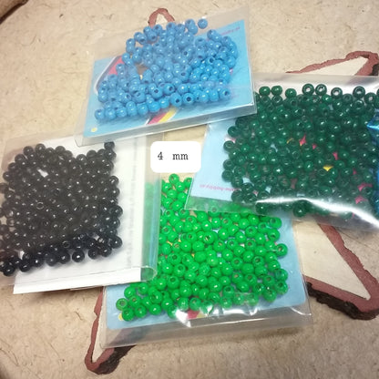 nero azzurro verde colori perline legno piccole 4 mm per creare Rosario collane bigiotteria con perle lucide sfere colorate con foro gioielli fai da te lavoretti creativi hobbistica bambini