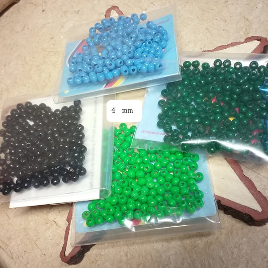 nero azzurro verde colori perline legno piccole 4 mm per creare Rosario collane bigiotteria con perle lucide sfere colorate con foro gioielli fai da te lavoretti creativi hobbistica bambini