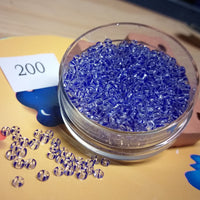 cristallo blu hobby perline vetro conteria tosca trasparenti ad uso creativi bijoux bigiotteria fiori piante alberi ricamo tessitura tissage danese centrini pasquali