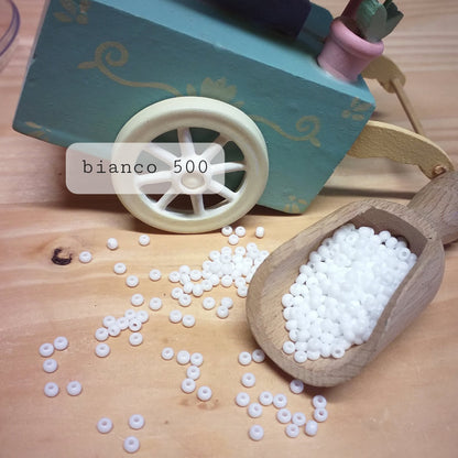 bianco neve perline di vetro lucido 2.5 mm 9.0 conteria veneziana rocailles uso per hobby fiori centrini tessitura bonsai alberi piantine animaletti